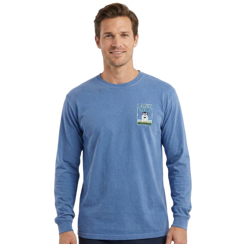 Laguna Beach Shirt Mens Small Blue Long Sleeve Crazy Shirts Lifeguard Graphic